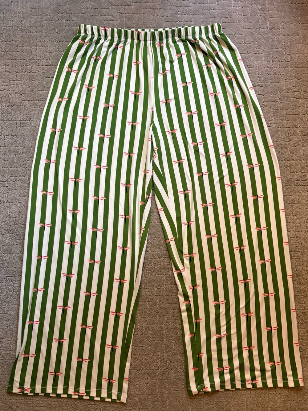 kate spade Green and White Striped Kids Pajama Bottoms with Pink Bow Accent